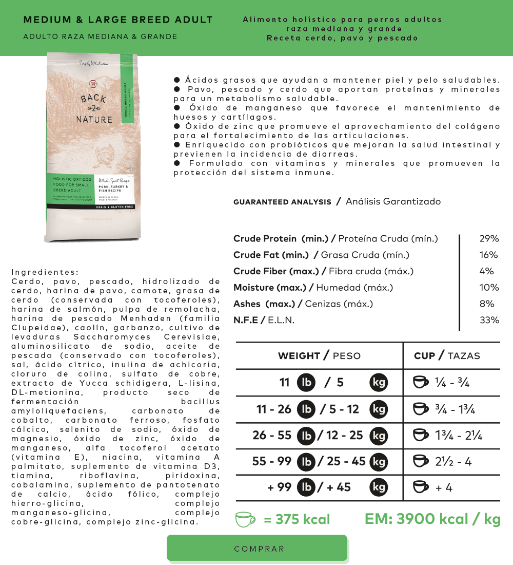 Back 2 Nature Adulto Razas Medianas y Grandes - Alimento Holistico para Perro, perro, Back 2 Nature, Mister Mascotas Back 2 Nature Adulto Razas Medianas y Grandes - Alimento Holistico para Perro, perro, Back 2 Nature, Mister Mascotas